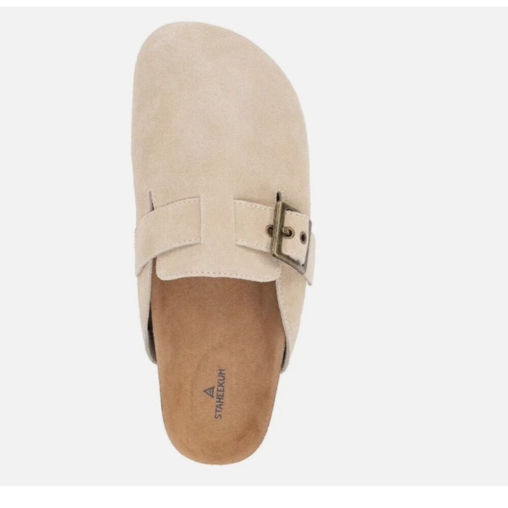 NEW Staheekum Women's Clogs Shoes Buckle Water Repellent Slip On Tan - Picture 2 of 6